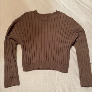 Miou Muse Cropped Ribbed Sweater